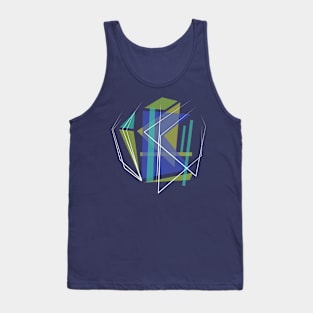 Blue green Geometric triangles art blue Tank Top